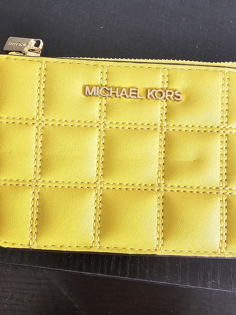 Michael Kors Yellow Quilted Leather Change Purse
